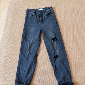 Carly Jean Los Angeles Distressed Charcoal Jeans
